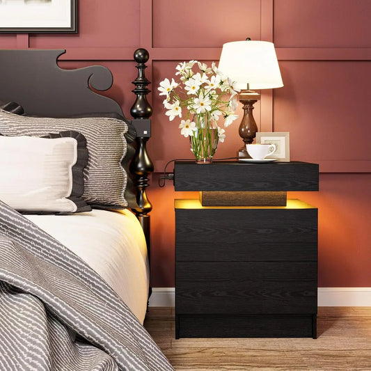 Modern Nightstand with LED Light