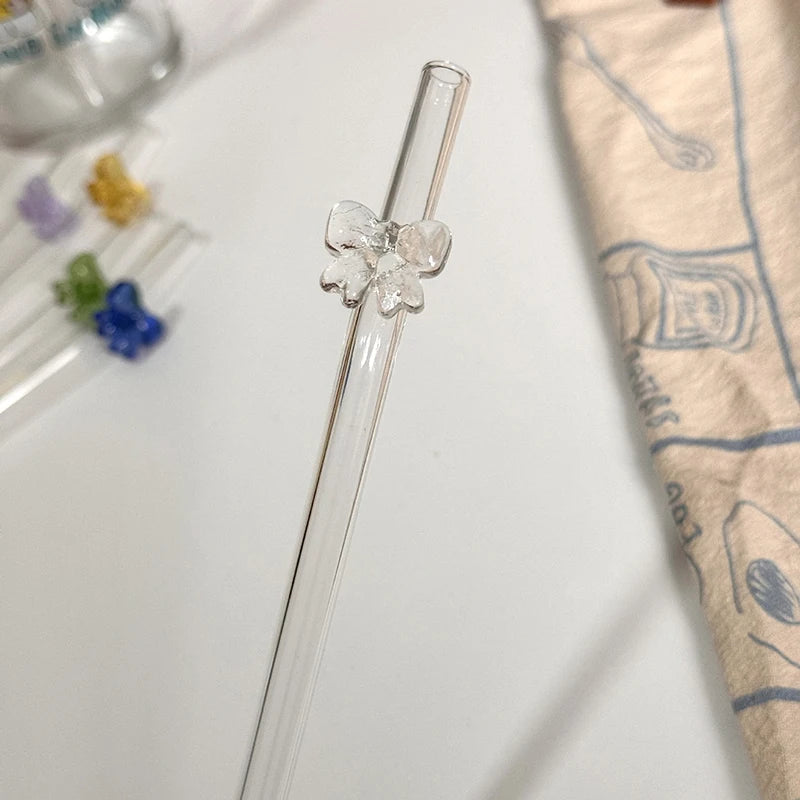 1pc bow glass straw