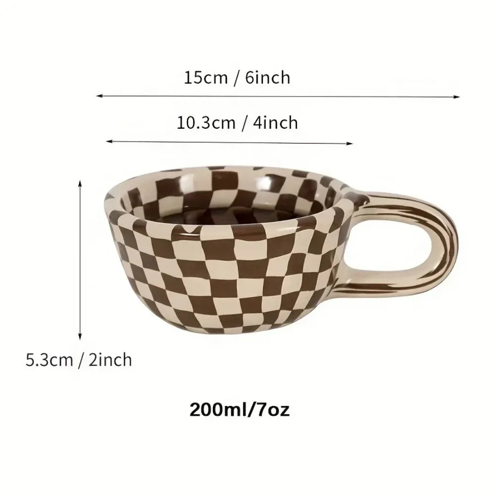 Ceramic plaid coffee mug