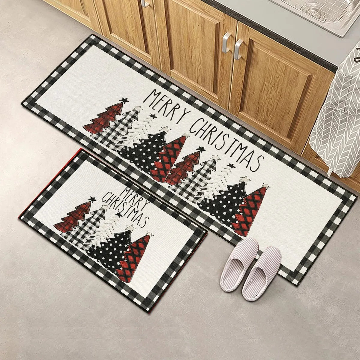 Plaid Christmas Tree Floor Mat