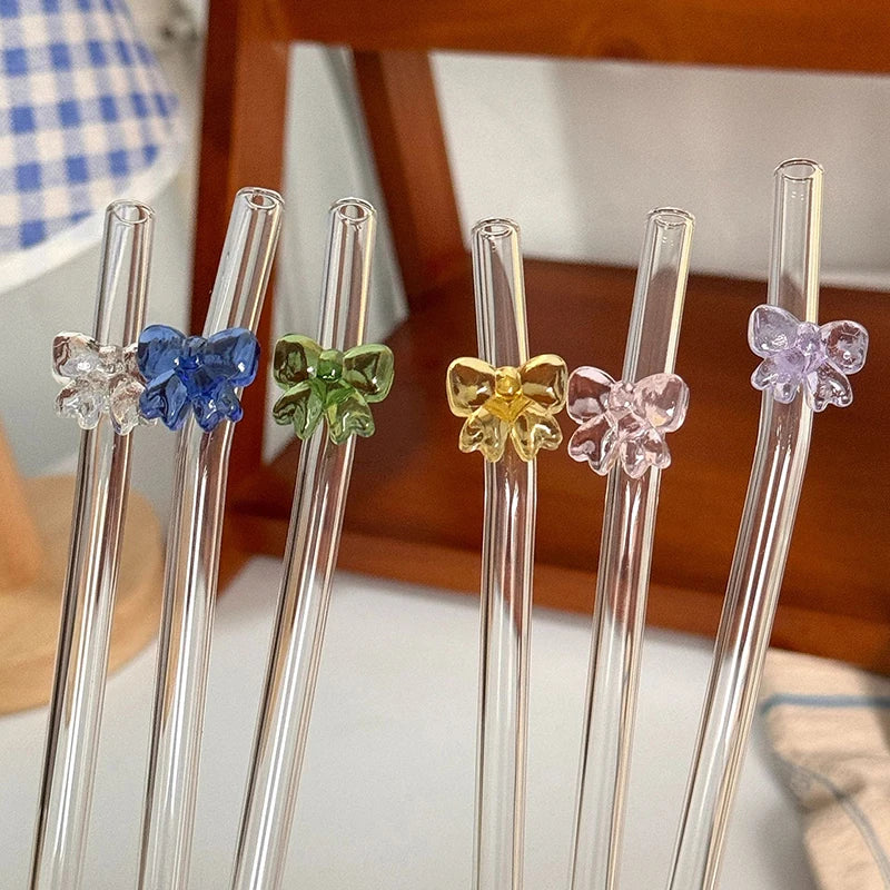 1pc bow glass straw