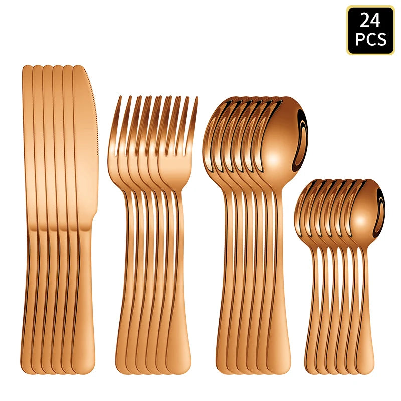 Black & rose gold cutlery set