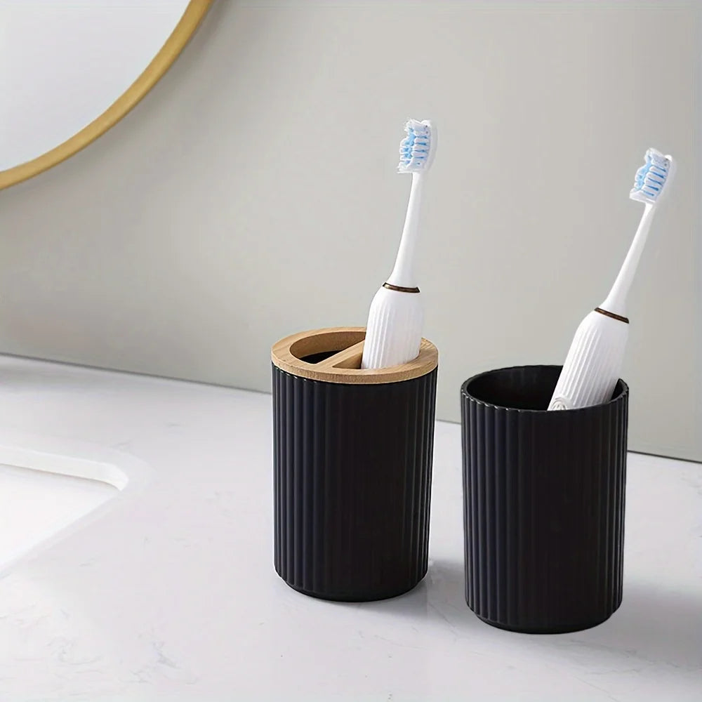 Bamboo wood bathroom set