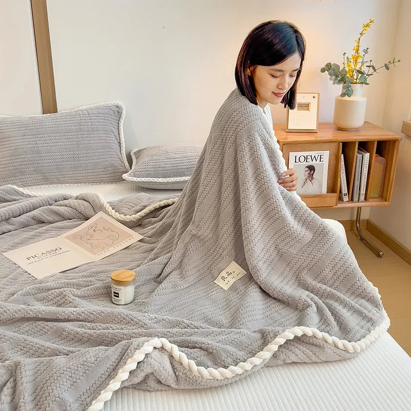 Solid Striped Throw Blanket