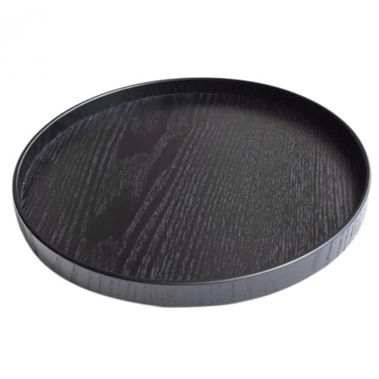 Round Wooden Black Tray