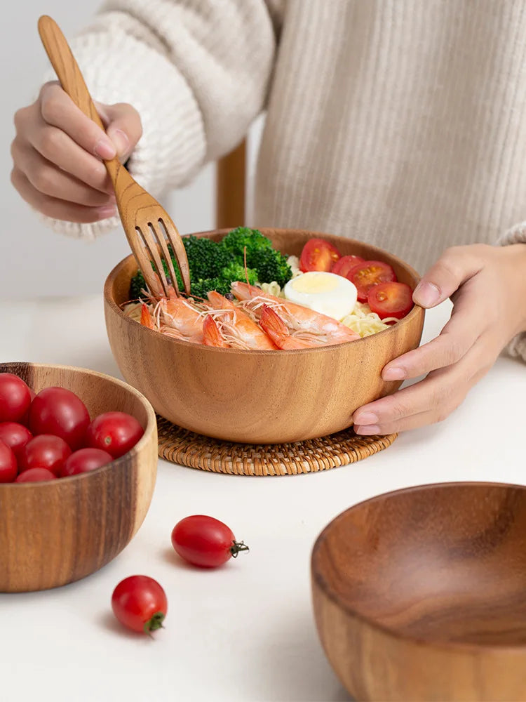 Acacia wooden salad bowls