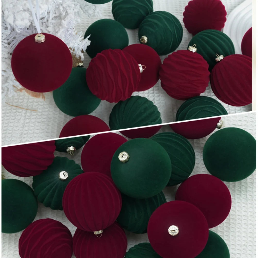 12Pcs/Box 8cm Christmas Velvet Ornament