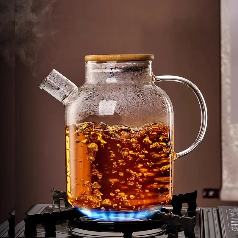 Transparent glass teapot