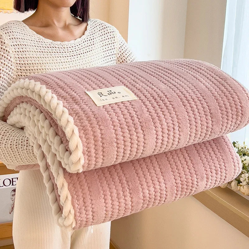 Solid Striped Throw Blanket