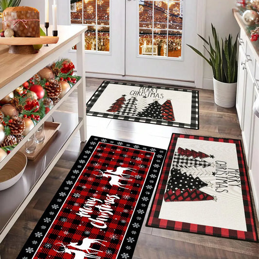 Plaid Christmas Tree Floor Mat