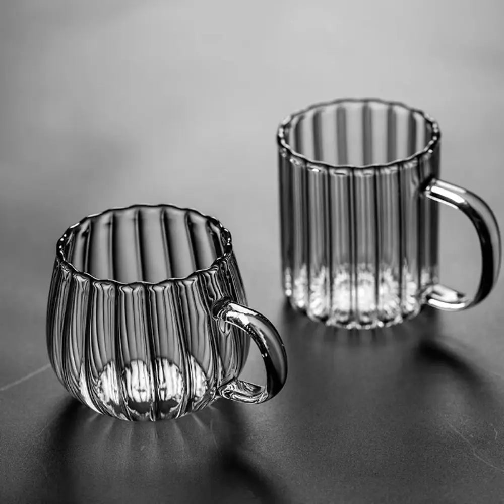 Heat resistant glass striped cup