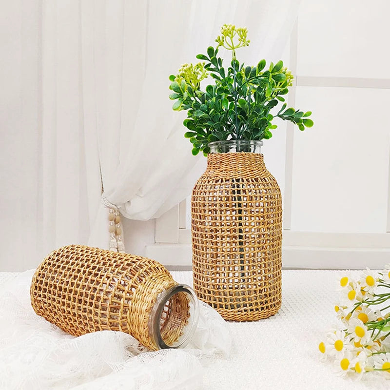 Rattan decor vase