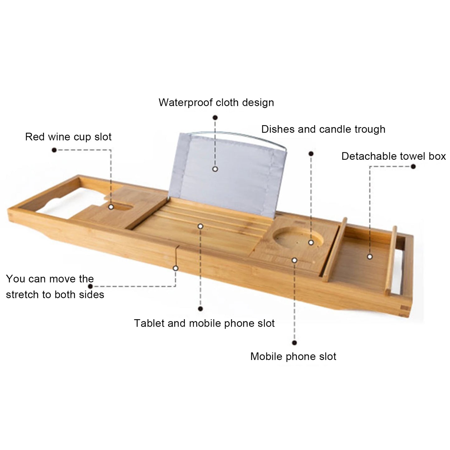 Wooden Bath Caddy Board Shelf