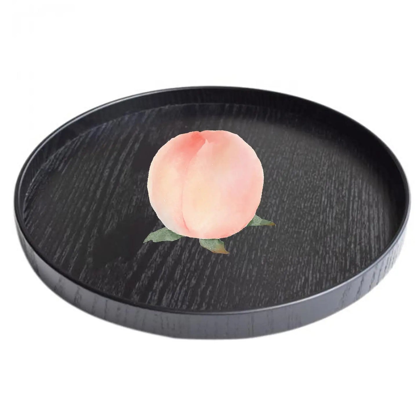 Round Wooden Black Tray