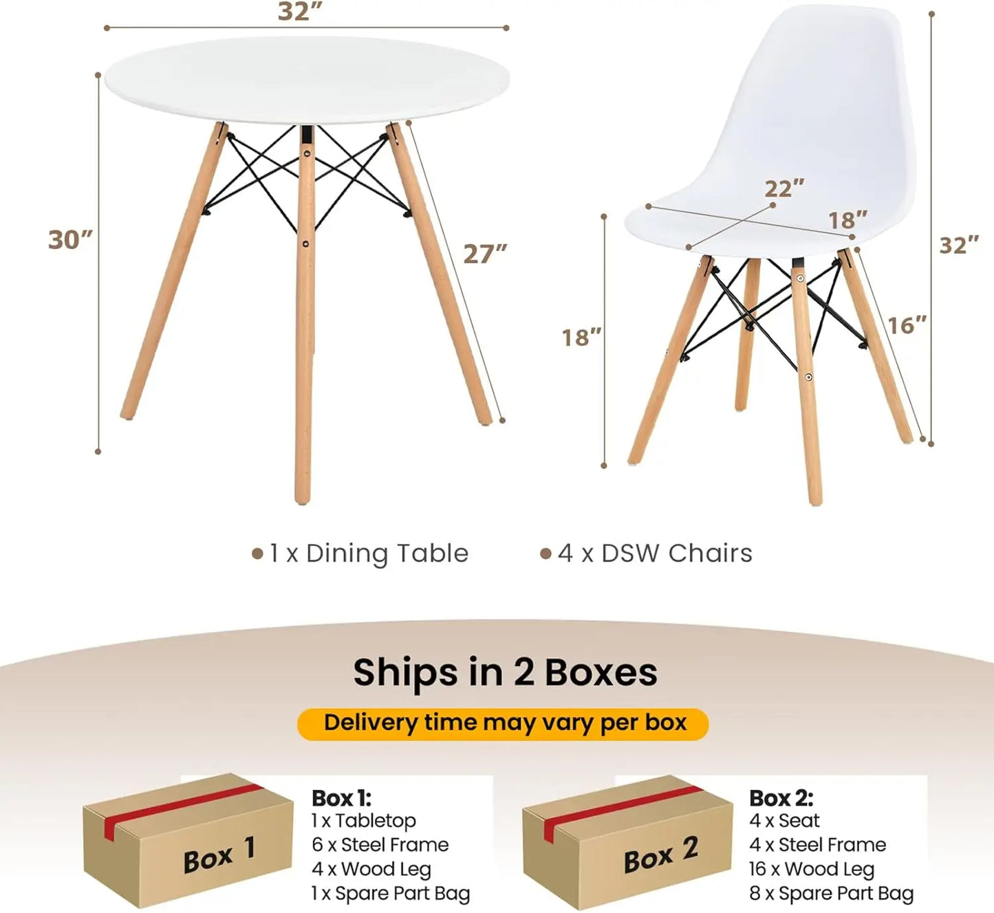 Round Dining Table Set for 4