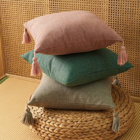 Tassle solid cushion covers