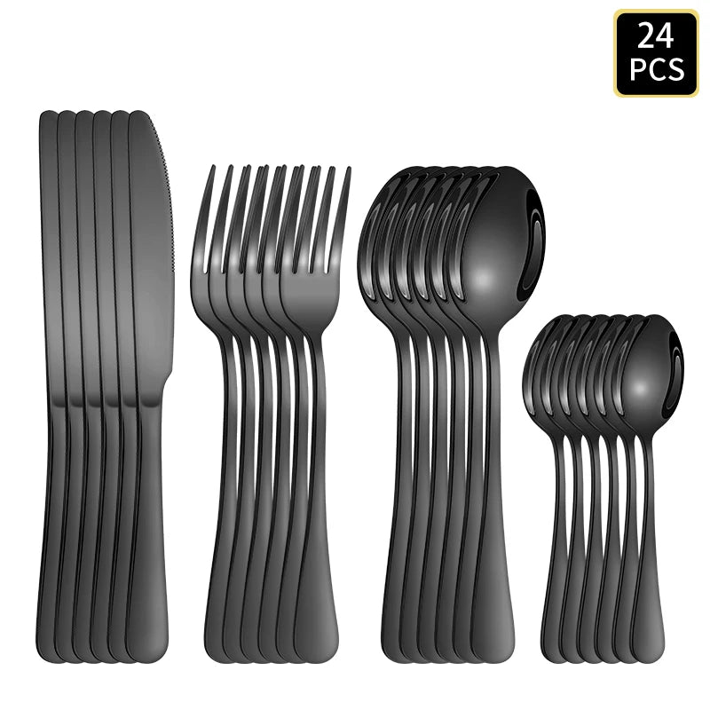 Black & rose gold cutlery set