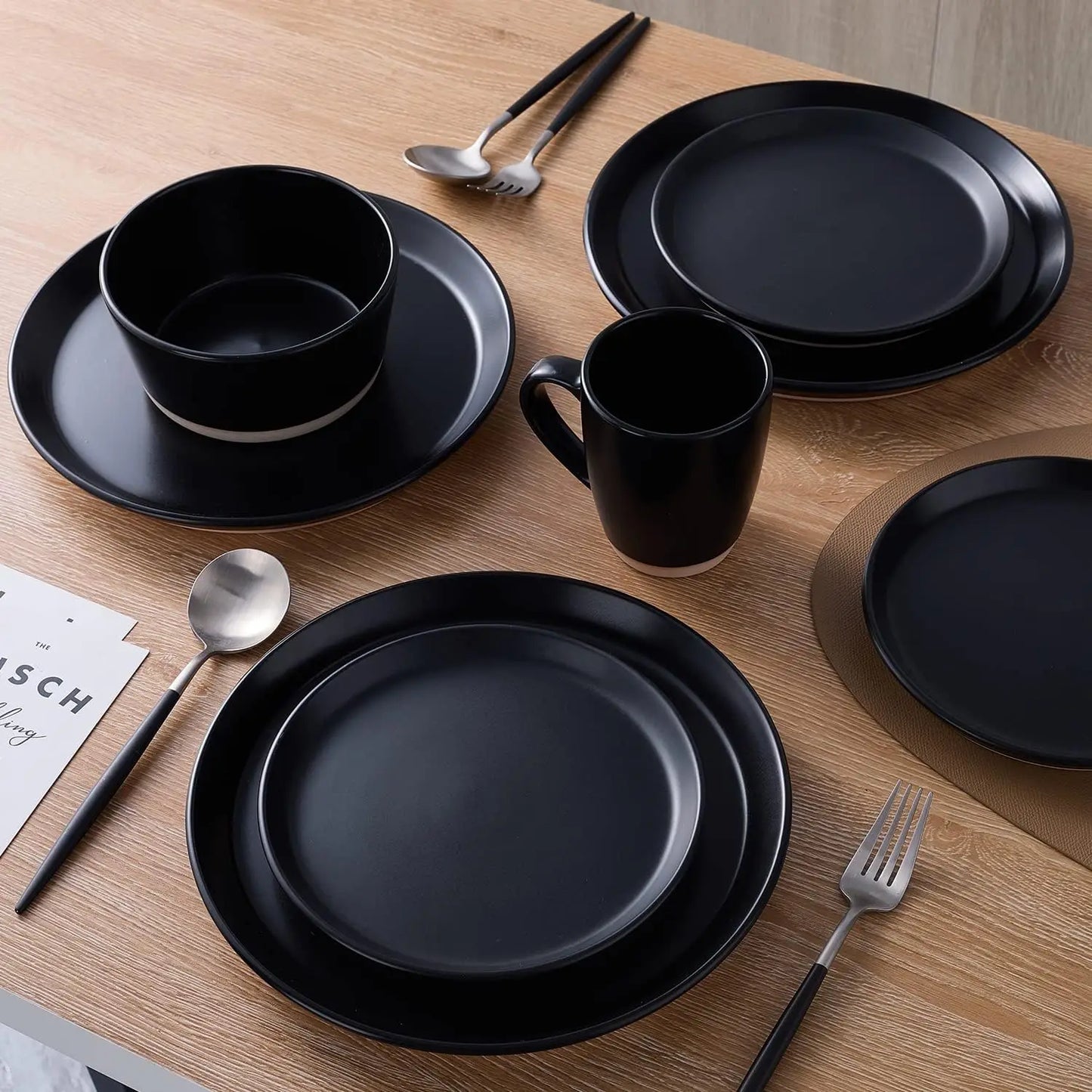 Stoneware 16-Piece Modern Dinnerware Set