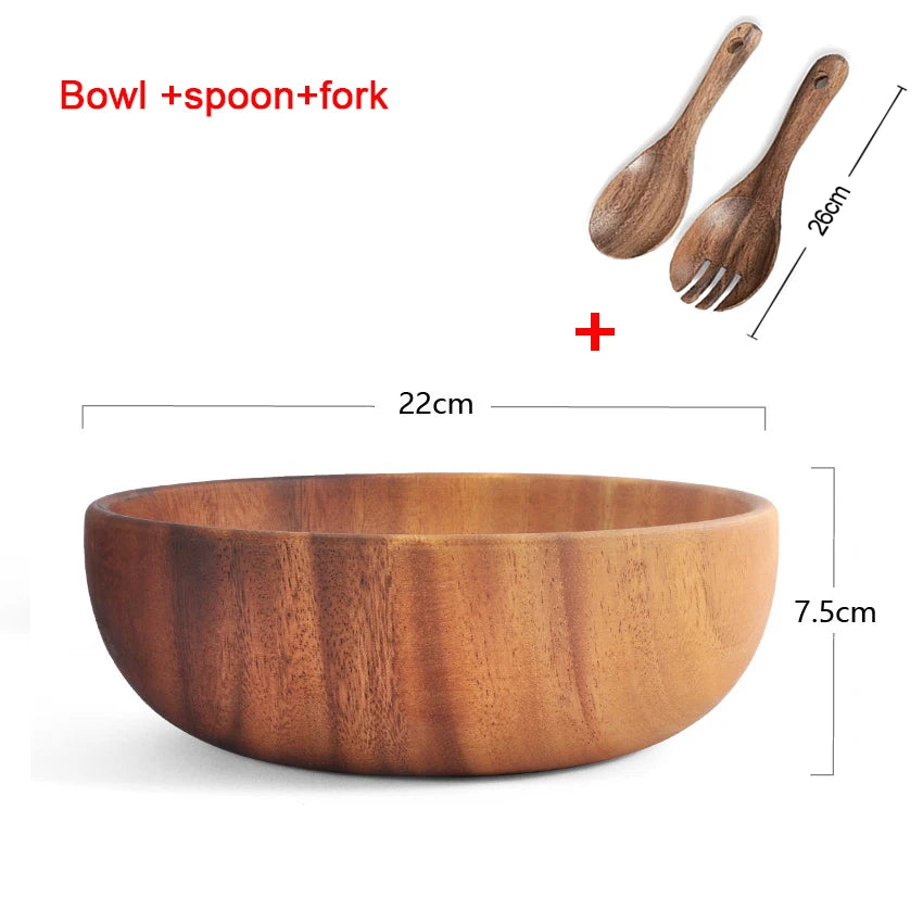 Acacia wooden salad bowls