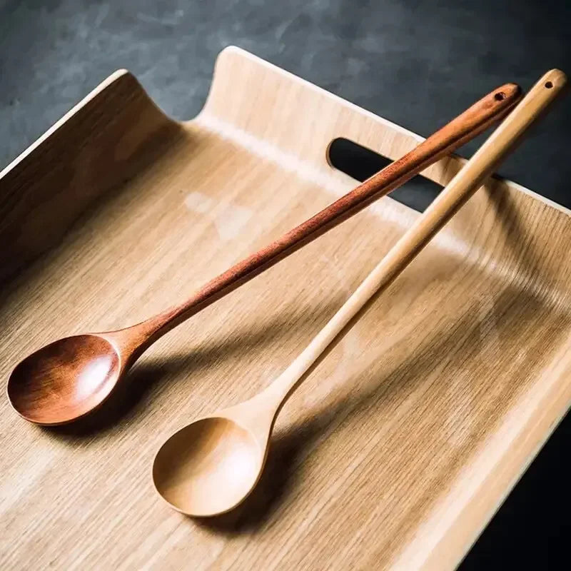 Long wooden stirring spoon