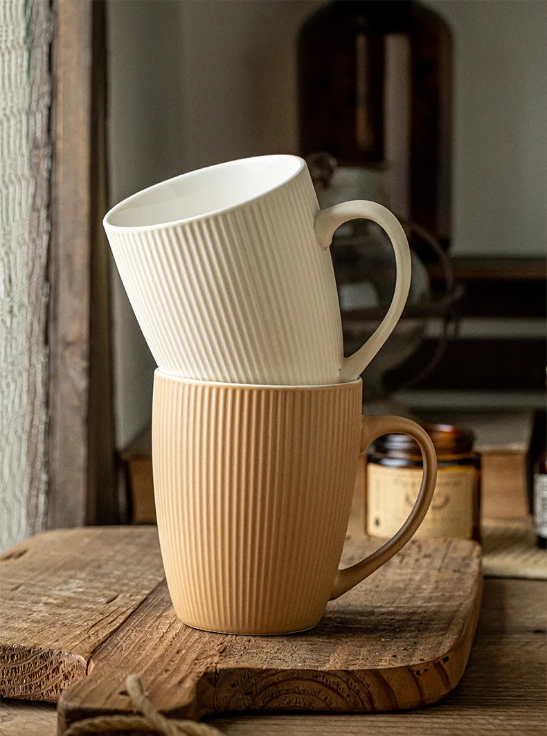 Vertical striped ceramic mug