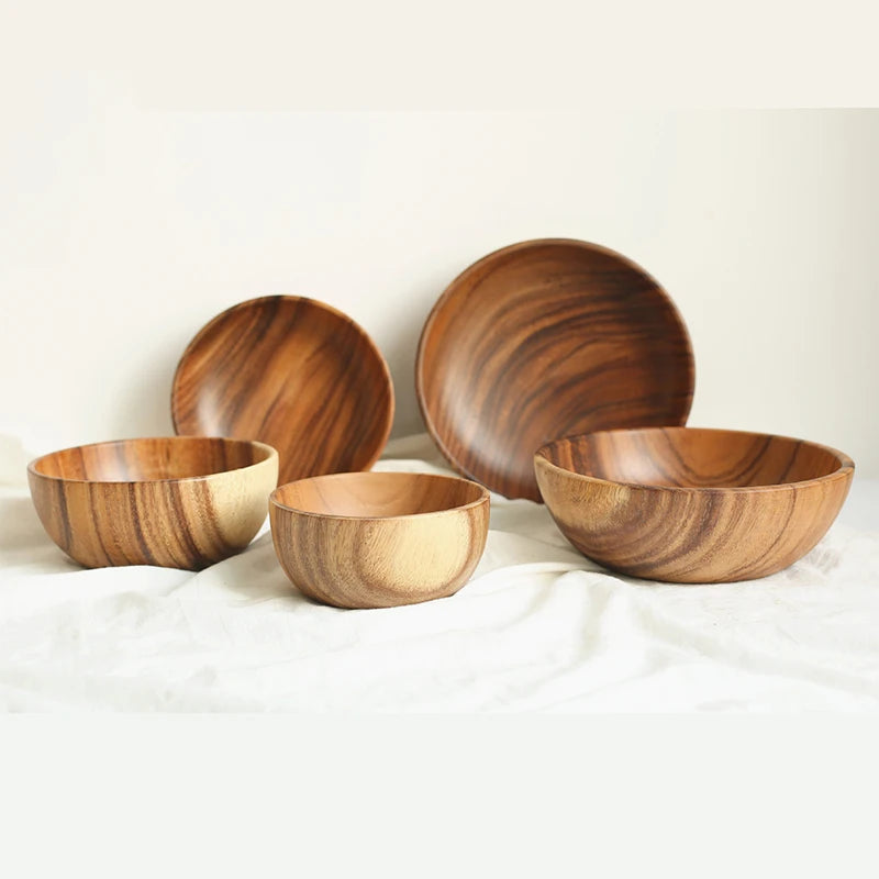 Acacia wooden salad bowls