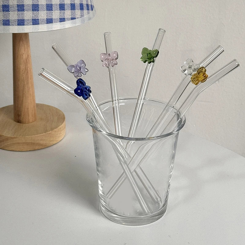 1pc bow glass straw