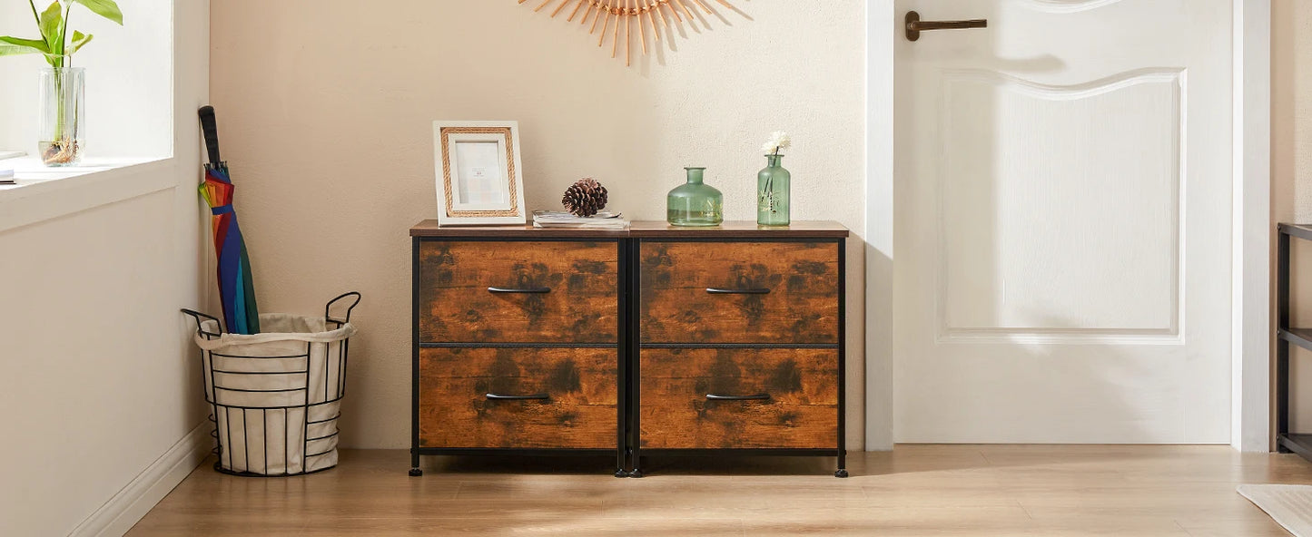 Nightstand With 2 Fabric Drawers