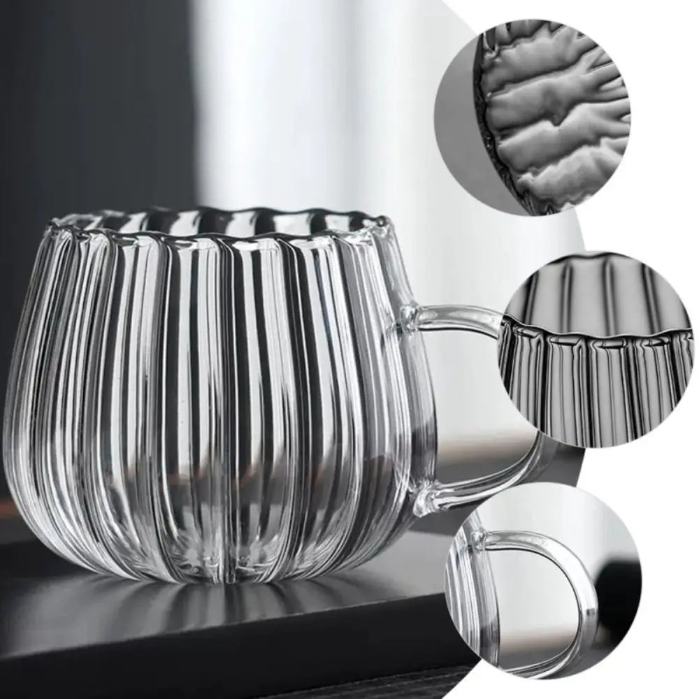 Heat resistant glass striped cup