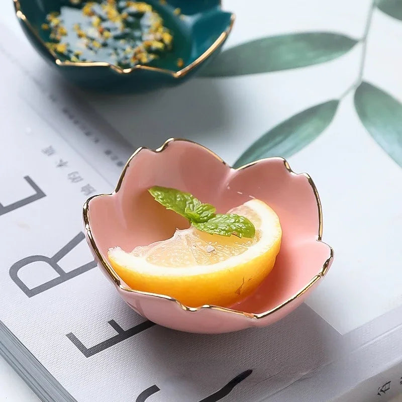 Sakura ceramic condiment dipping bowls