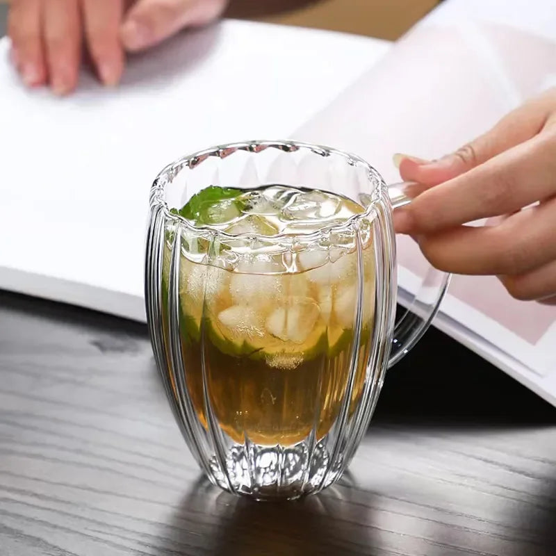 Double wall glass cup