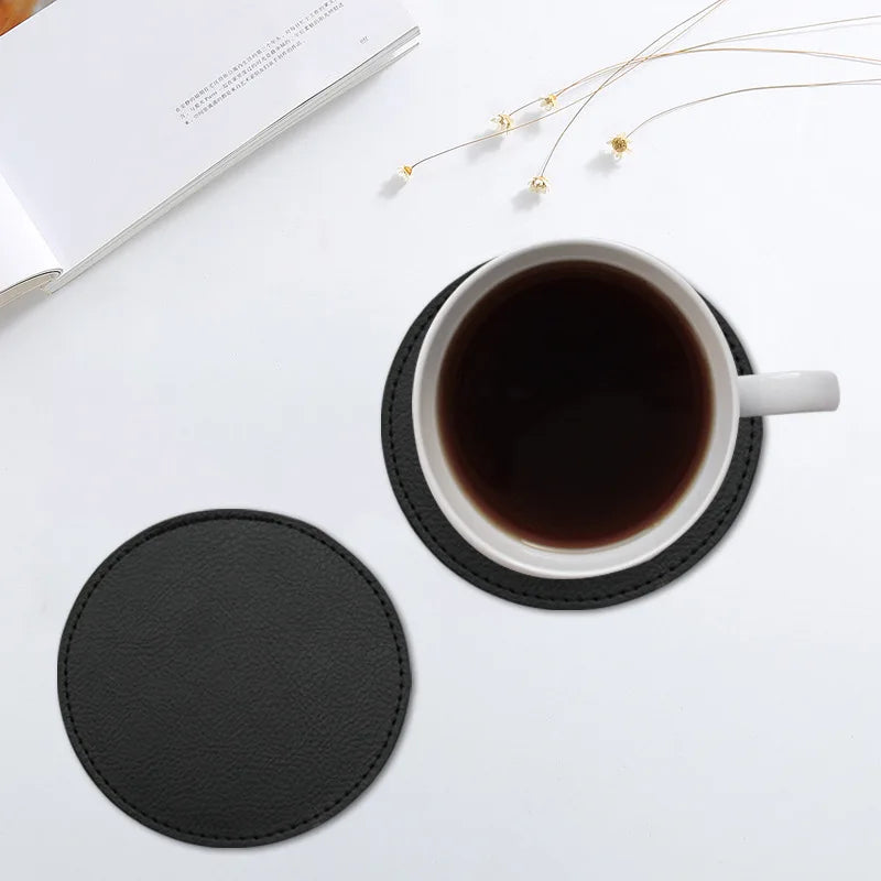 PU Leather round coaster set