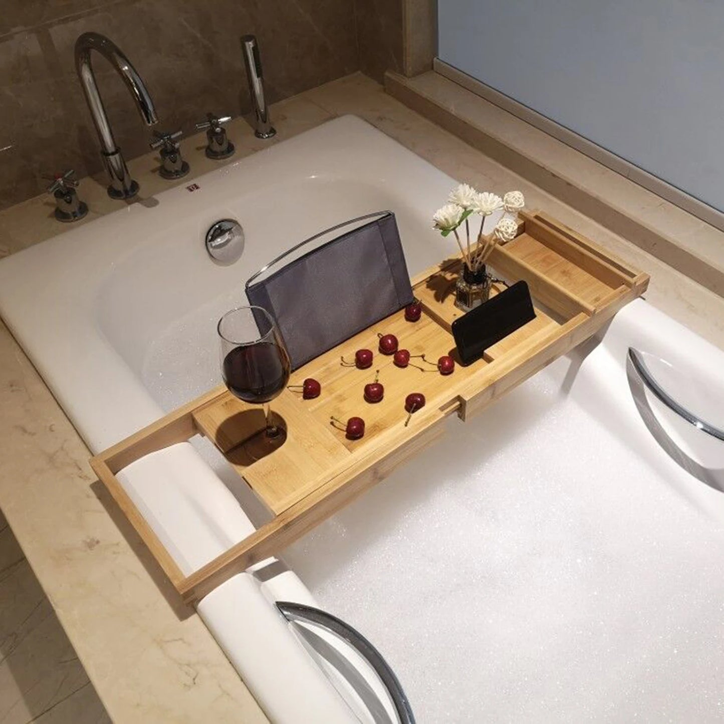 Wooden Bath Caddy Board Shelf