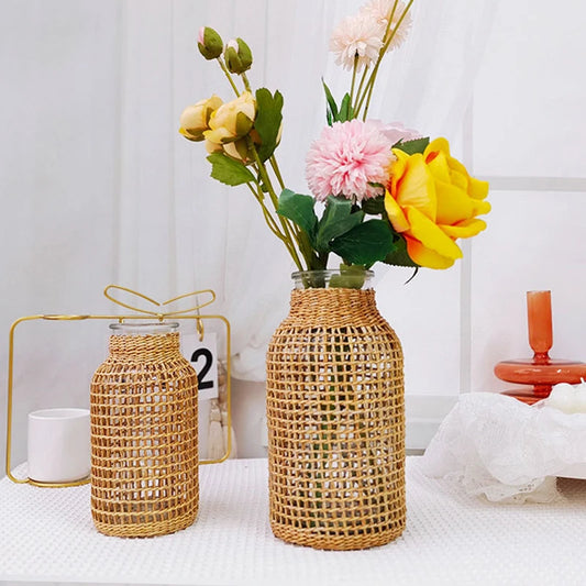 Rattan decor vase