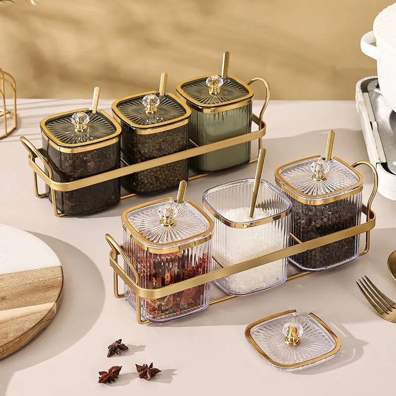 Transparent spice jar set