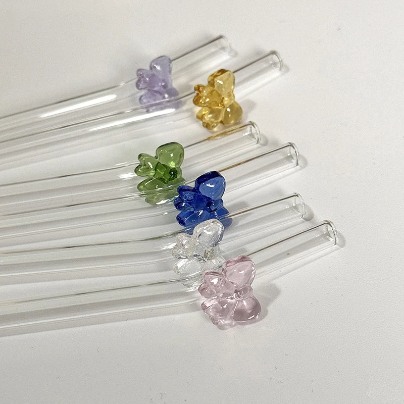 1pc bow glass straw