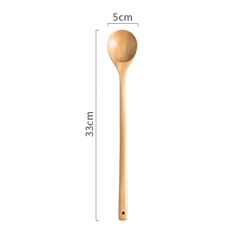 Long wooden stirring spoon