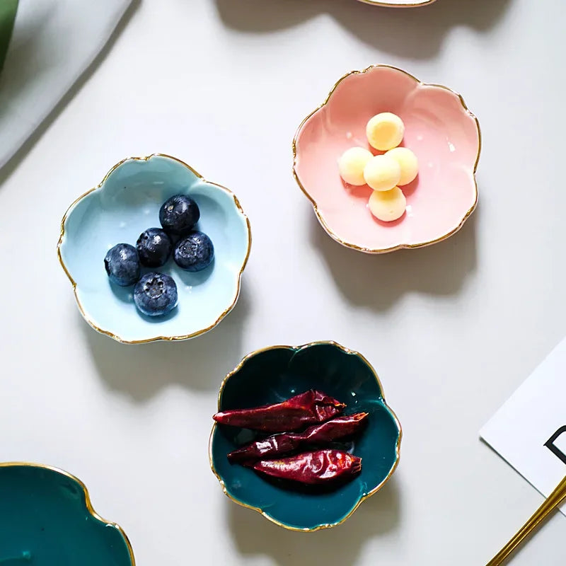 Sakura ceramic condiment dipping bowls