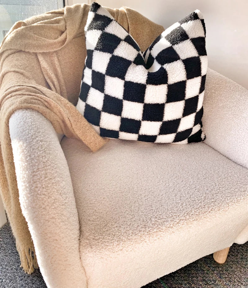 Fleece checkerboard cushion covers