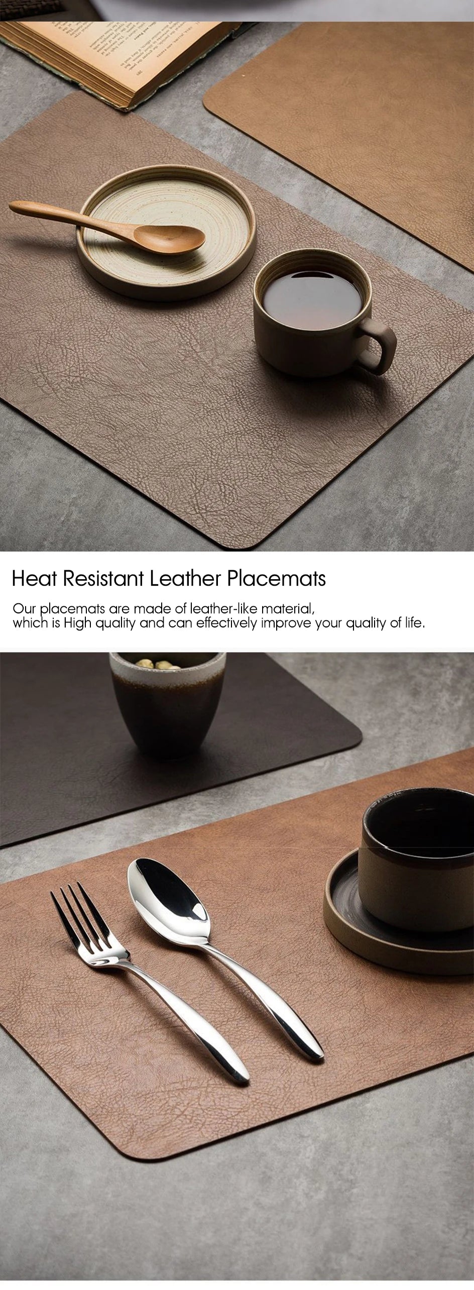 Heat resistant leather placemats