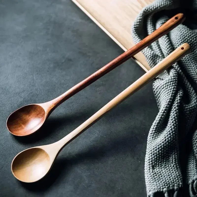 Long wooden stirring spoon