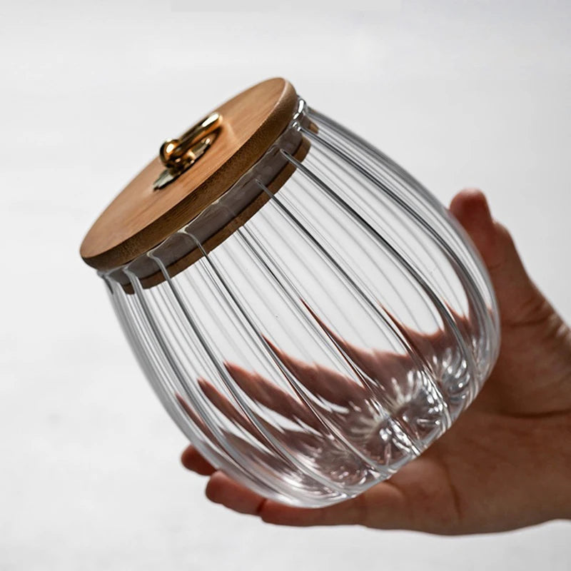 Glass spice jar with lid