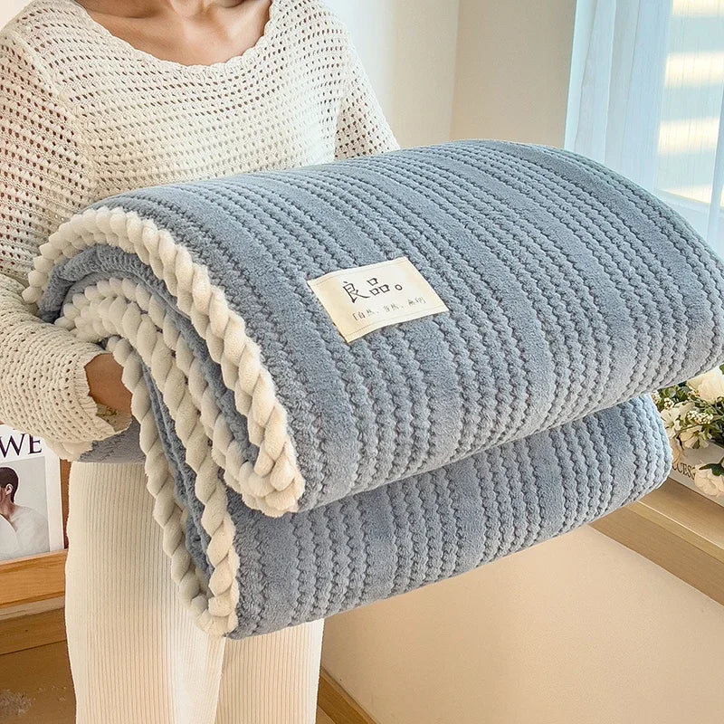 Solid Striped Throw Blanket