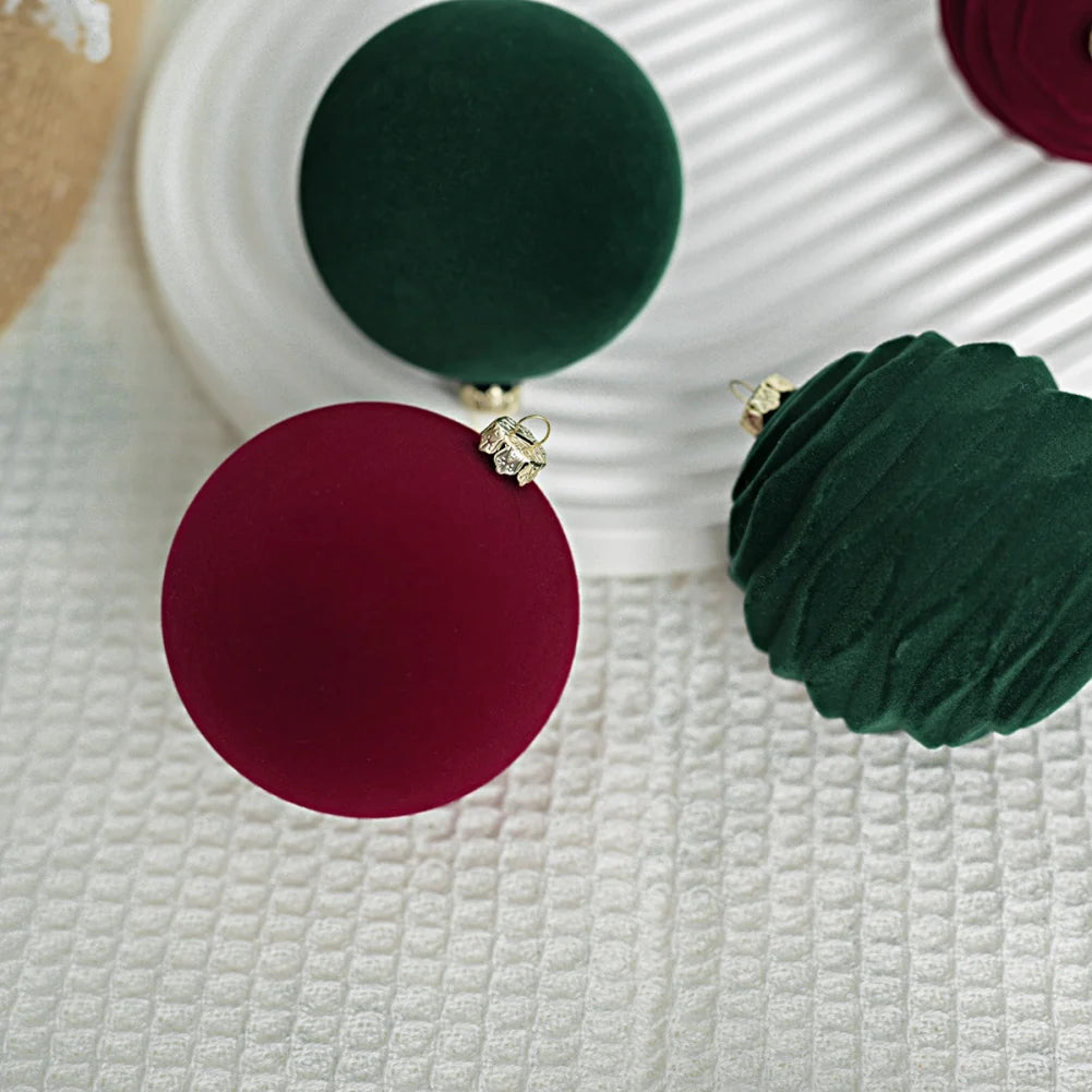 12Pcs/Box 8cm Christmas Velvet Ornament