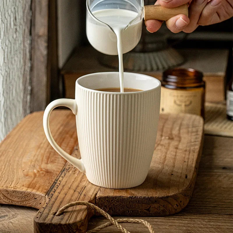 Vertical striped ceramic mug