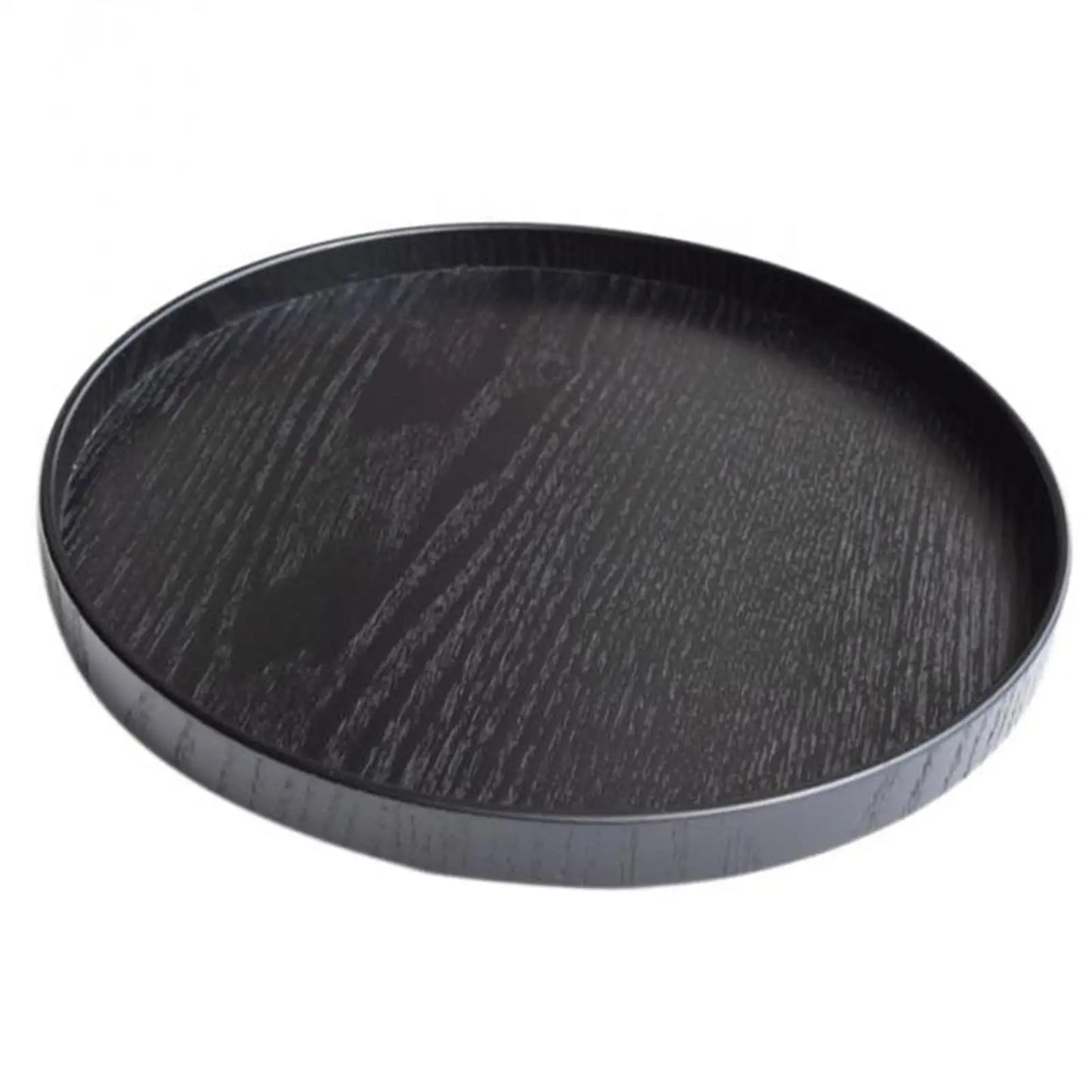 Round Wooden Black Tray