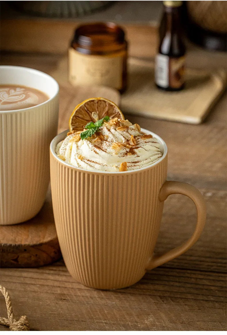 Vertical striped ceramic mug