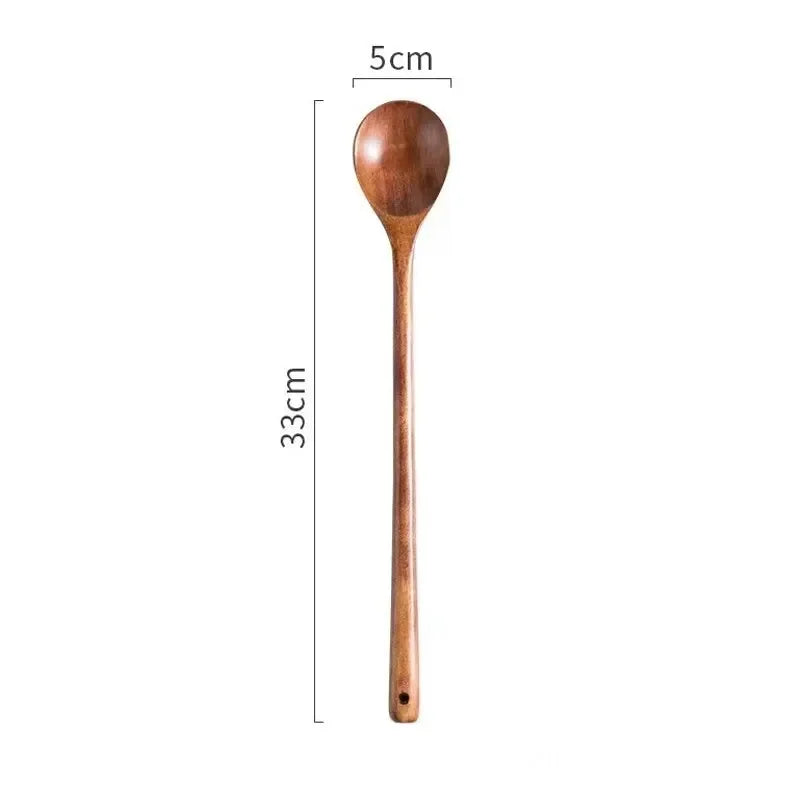 Long wooden stirring spoon