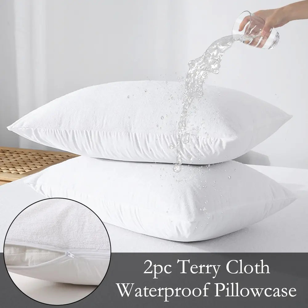 Waterproof terry cloth pillowcases (2)