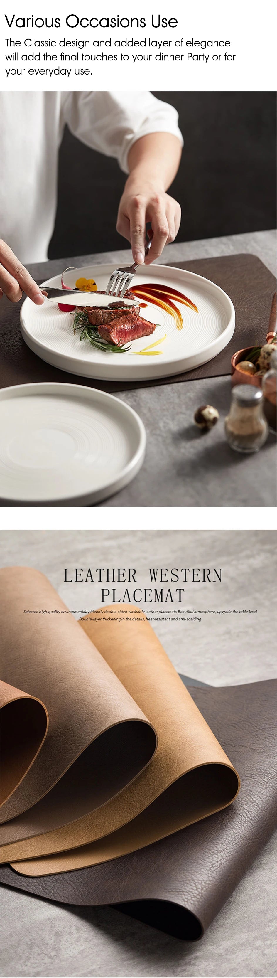 Heat resistant leather placemats